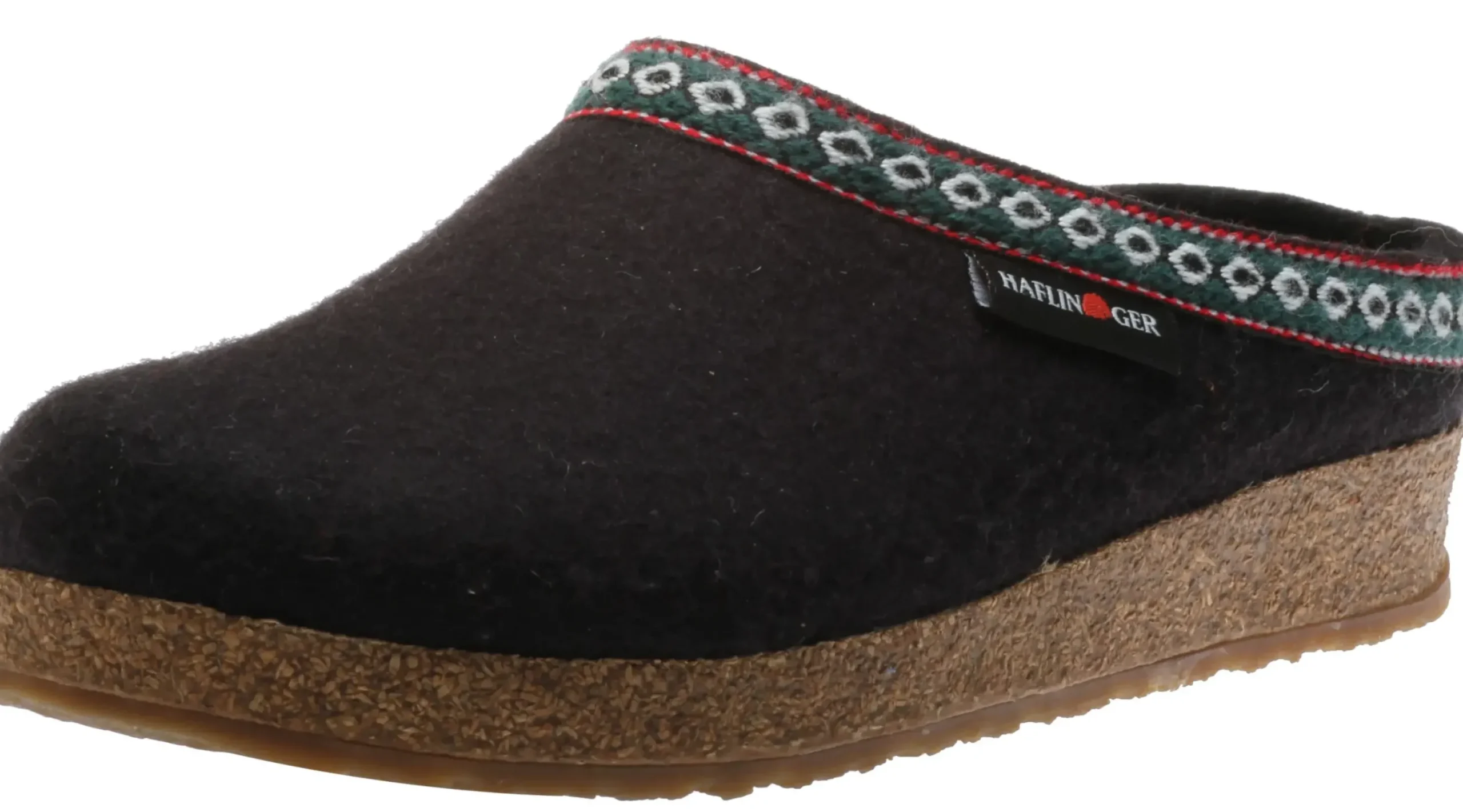 New Haflinger Grizzly Franzl Black Wool Patterned Trim Felt Clog