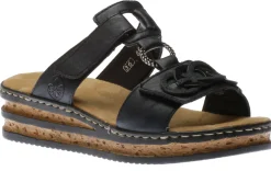Rieker Gurgano Navy Embossed Wedge Slide Sandal