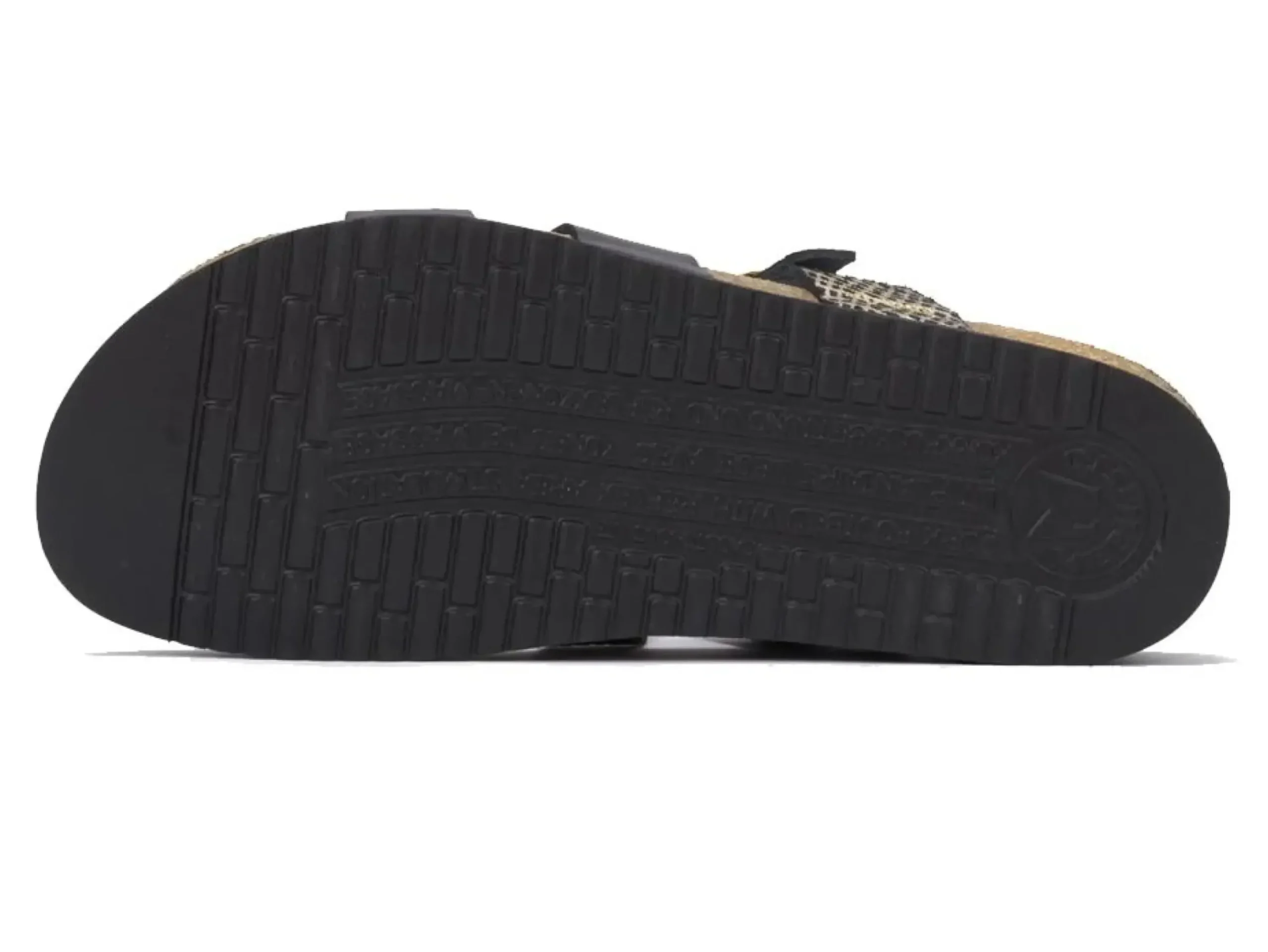 New Mephisto Hannel Cuba Black Gold Textured Leather Slide Sandal