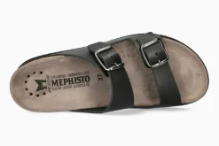 Clearance Mephisto Harmony Black Leather Slide Sandal