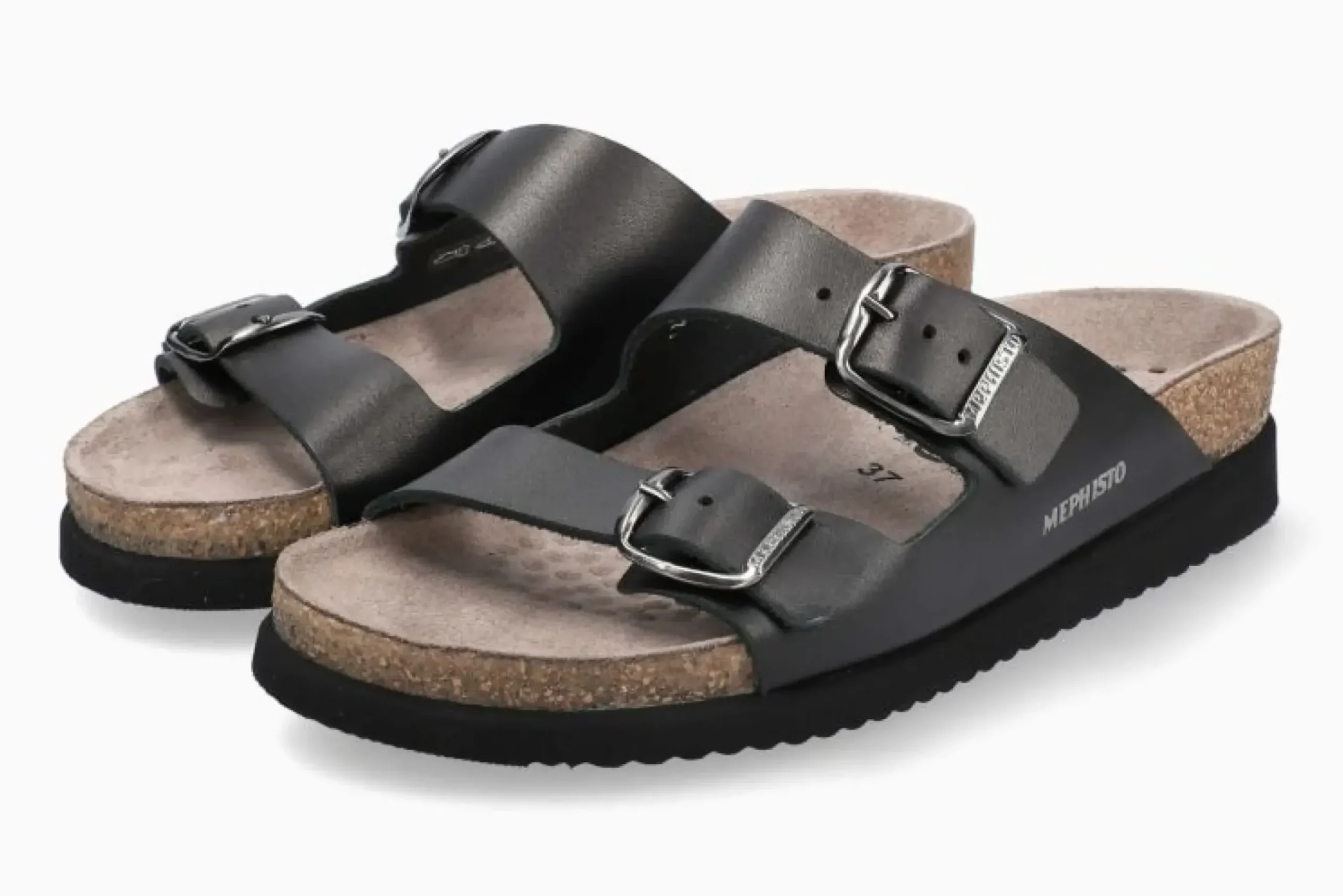 Clearance Mephisto Harmony Black Leather Slide Sandal