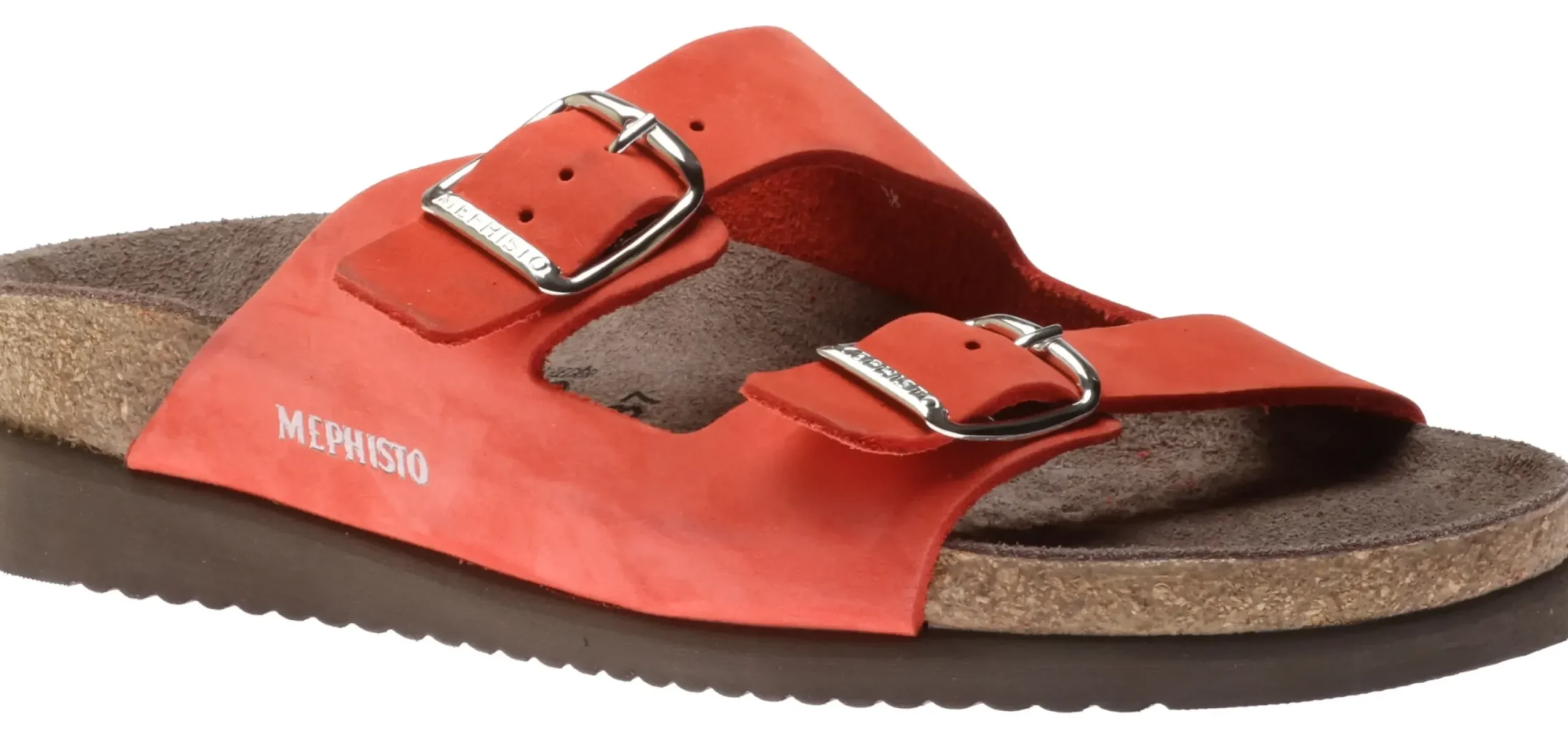 Discount Mephisto Harmony Coral Nubuck Leather Slide Sandal