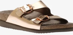 Hot Mephisto Harmony Pink Metallic Leather Slide Sandal
