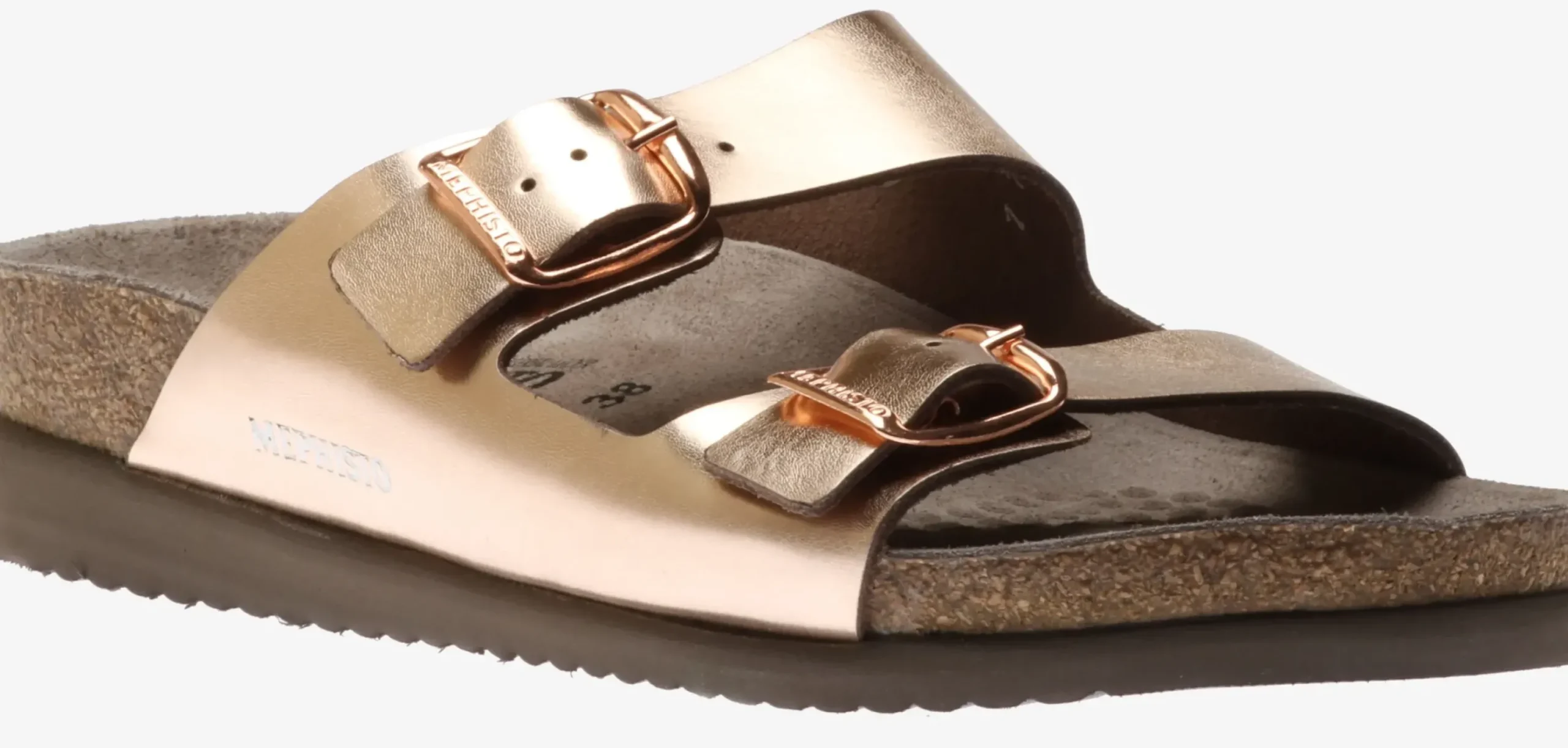 Hot Mephisto Harmony Pink Metallic Leather Slide Sandal