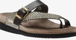 Online Mephisto Helen Mix Black Gold Cuba Leather Thong Sandal