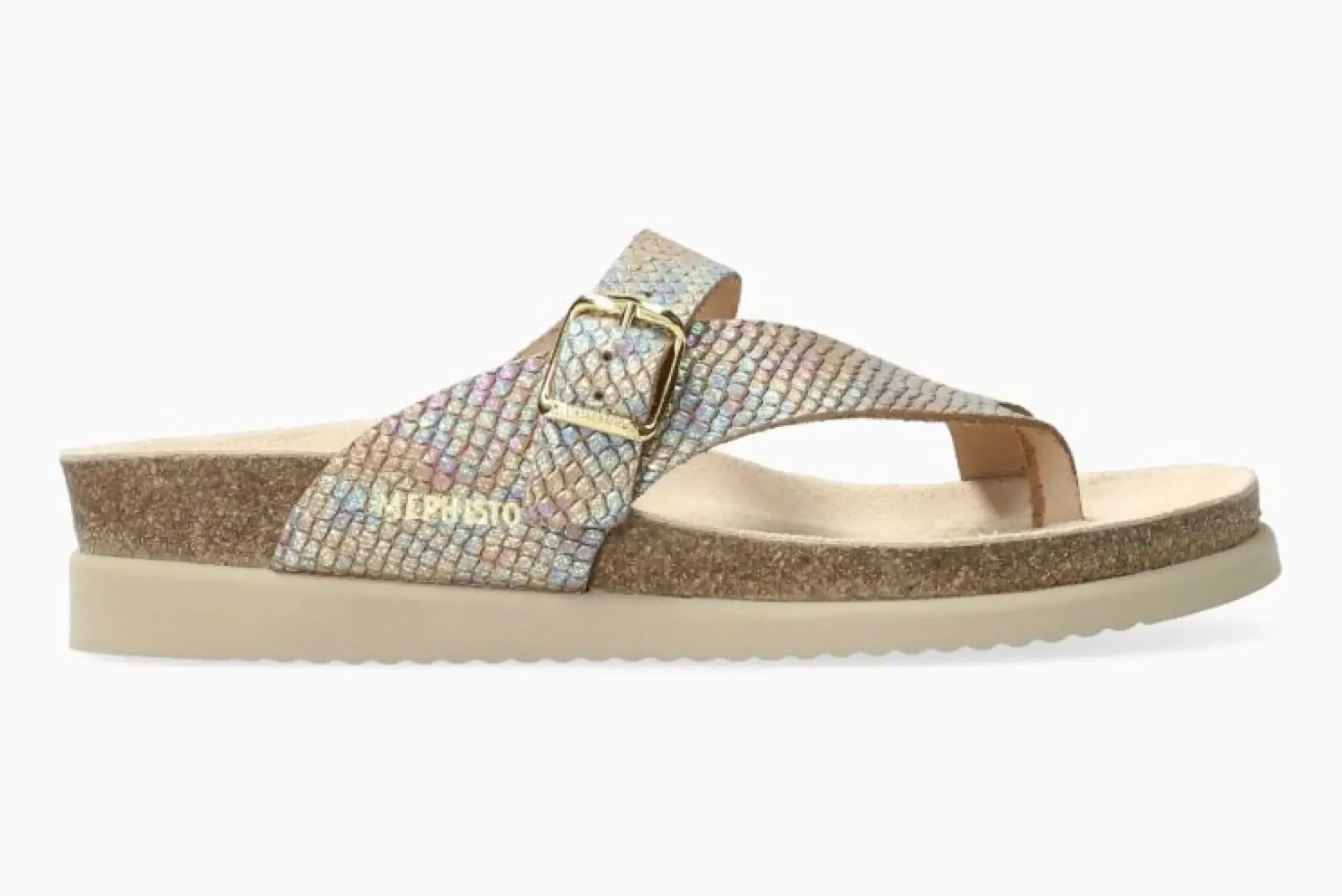 Discount Mephisto Helen Mix Old Pink Metallic Thong Sandal