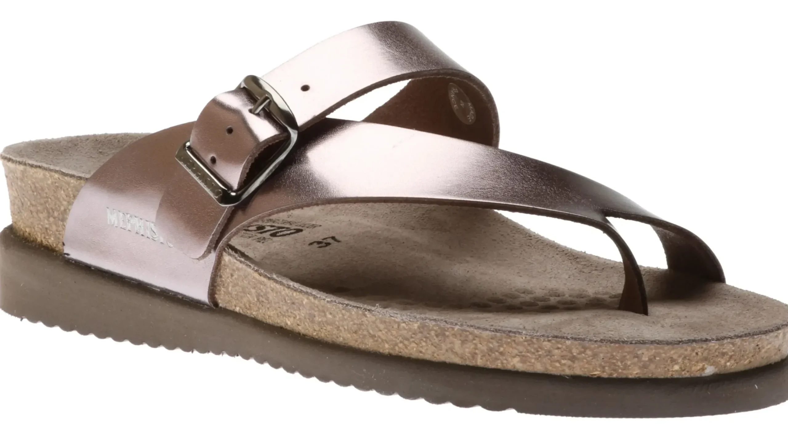 Hot Mephisto Helen Pink Metallic Thong Sandal