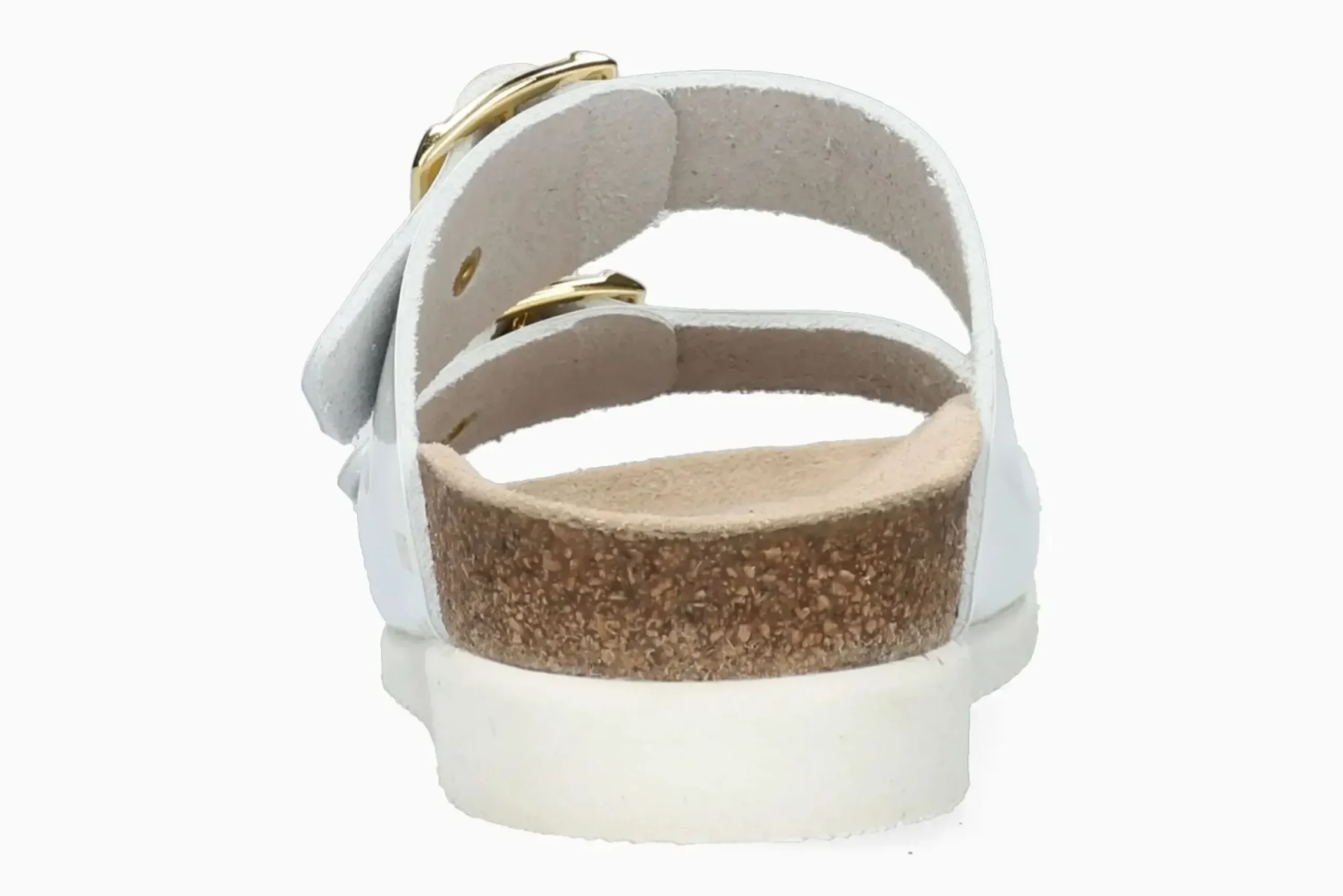 Clearance Mephisto Hester White Patent Gold Buckle Slide Sandal