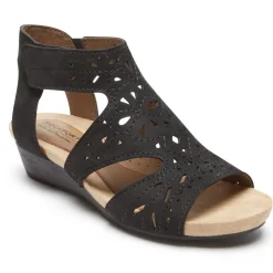 Rockport Hollywood Black Leather Hi Caged Sandal