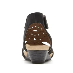 Rockport Hollywood Black Leather Hi Caged Sandal