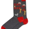 Discount Hotsox Men's Cat Dad Charcoal Crew Socks