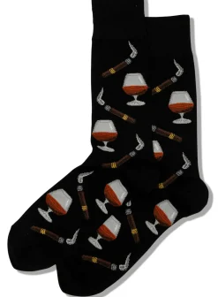 Outlet Hotsox Men's Cognac And Cigars Black Crew Socks