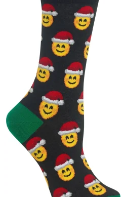 Hot Hotsox Women's Santa Smile Emoji Crew Socks