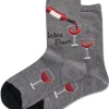 Best Hotsox Women's Wine Down Charcoal Crew Socks