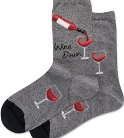 Best Hotsox Women's Wine Down Charcoal Crew Socks