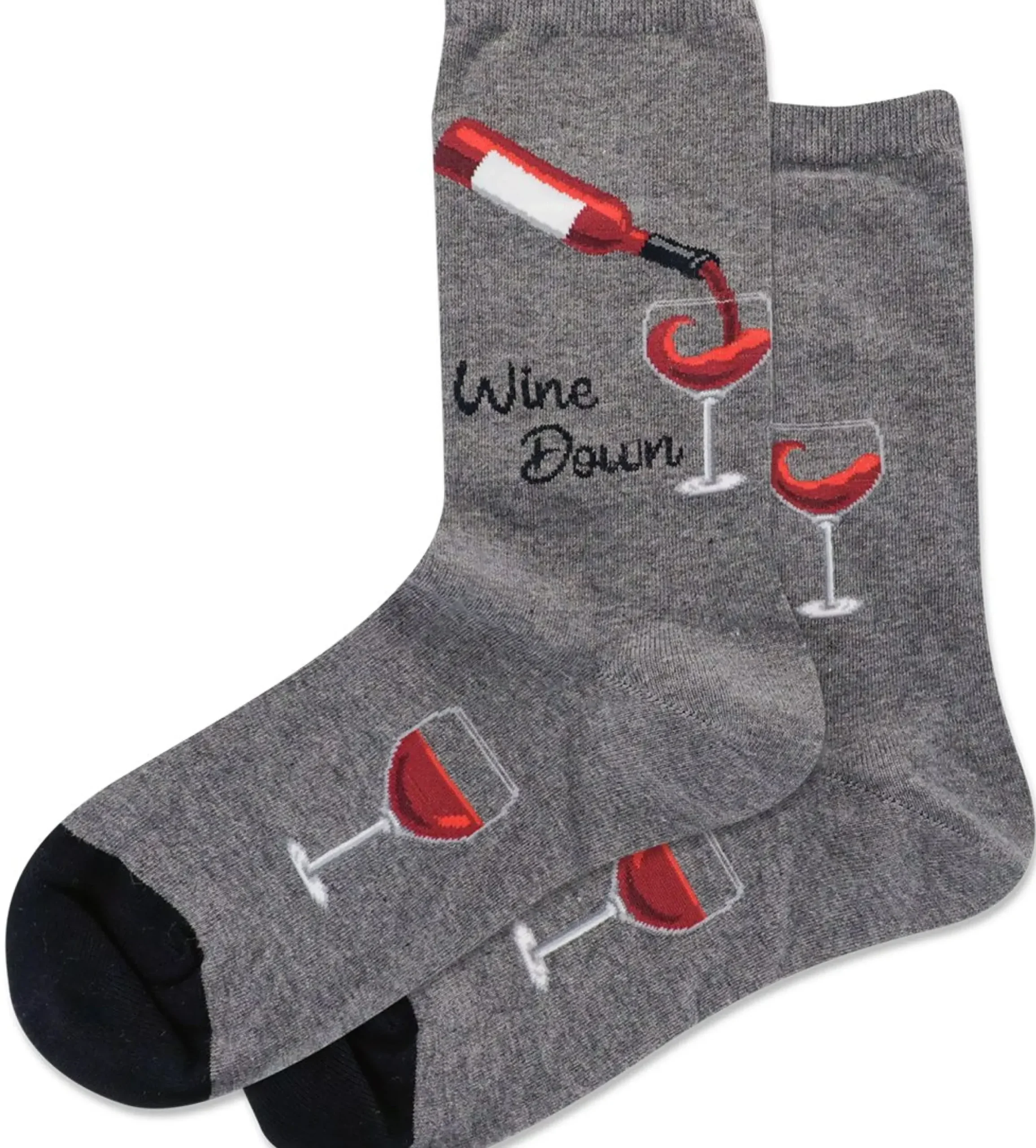 Best Hotsox Women's Wine Down Charcoal Crew Socks