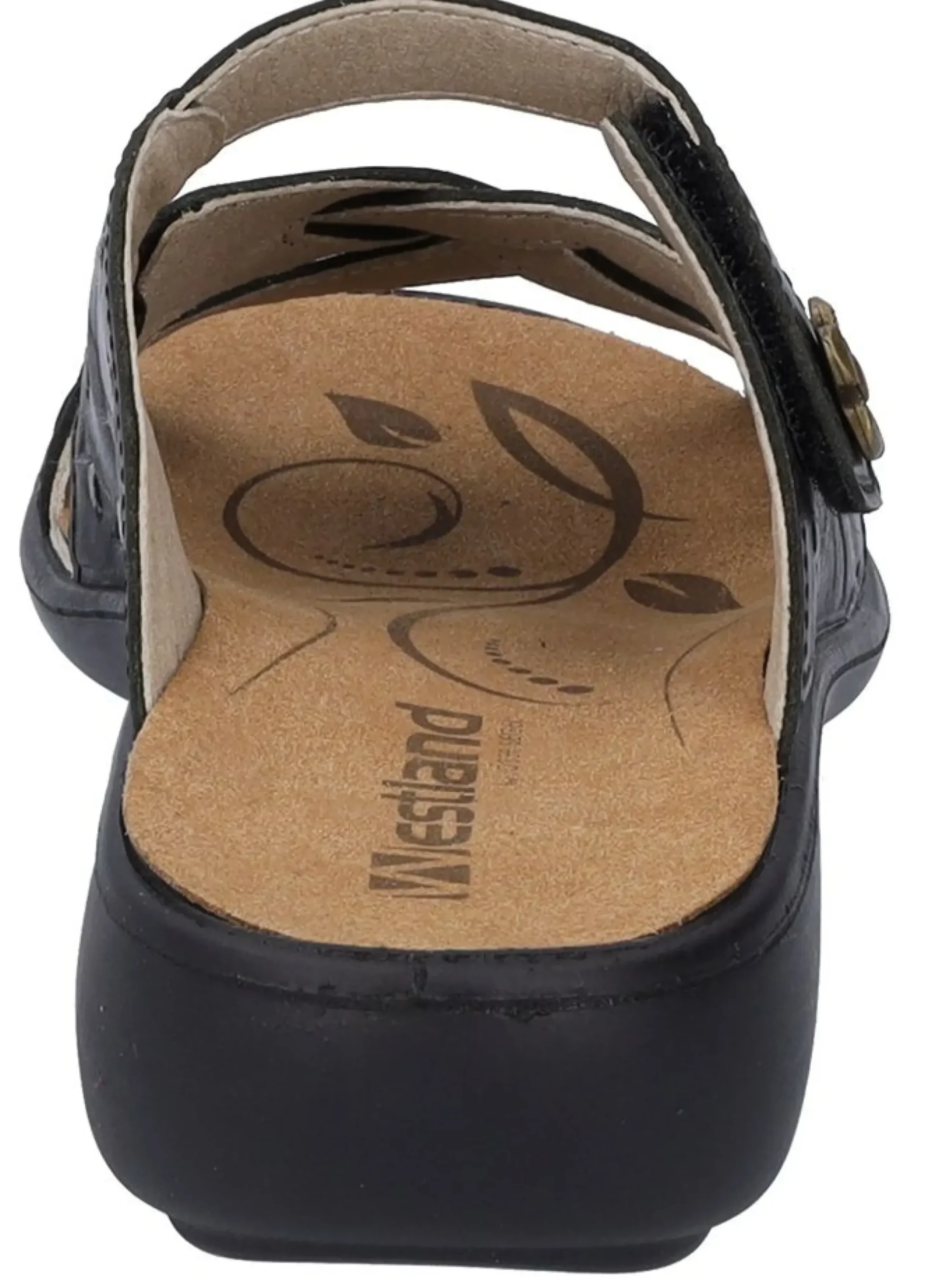 Outlet Romika Ibiza 99 Black Leather Slide Sandal