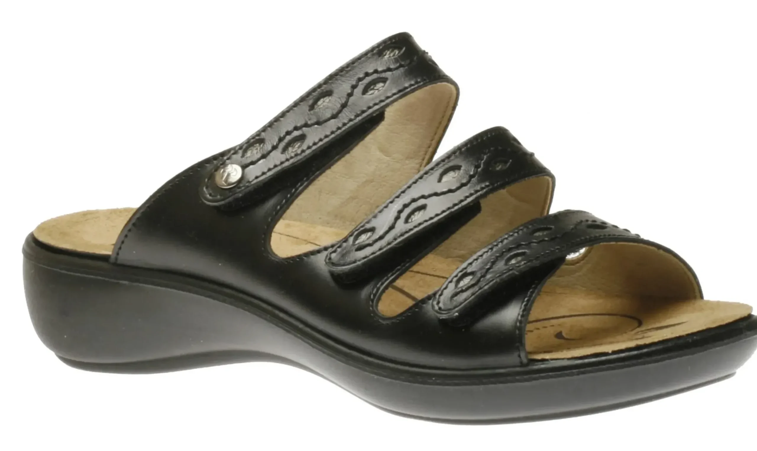 Online Romika Ibiza 66 Black Leather Slide Sandal