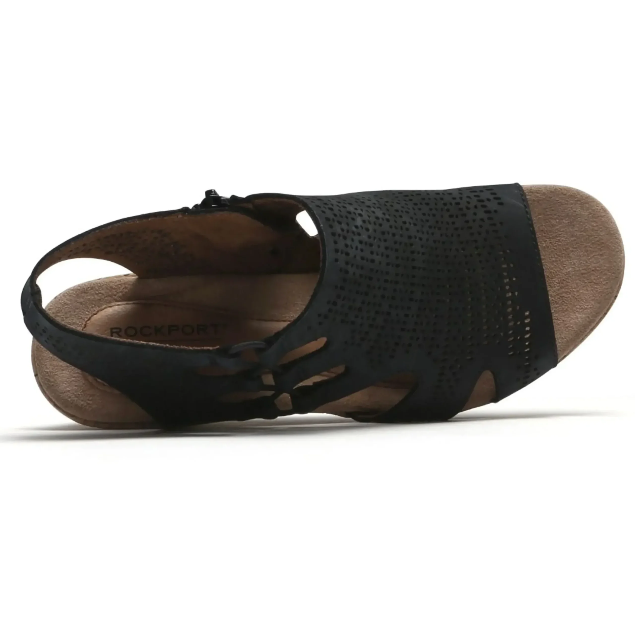 Sale Cobb Hill Janna Black Nubuck Wedge Sandal