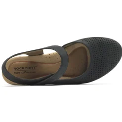 Sale Rockport Judson Black Perforated Leather Wedge Sandal