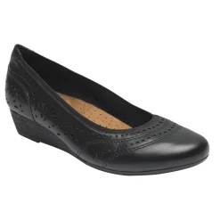 Hot Rockport Judson Black Perforated Leather Wedge Pump