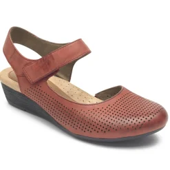 Outlet Rockport Judson Red Perforated Leather Wedge Sandal