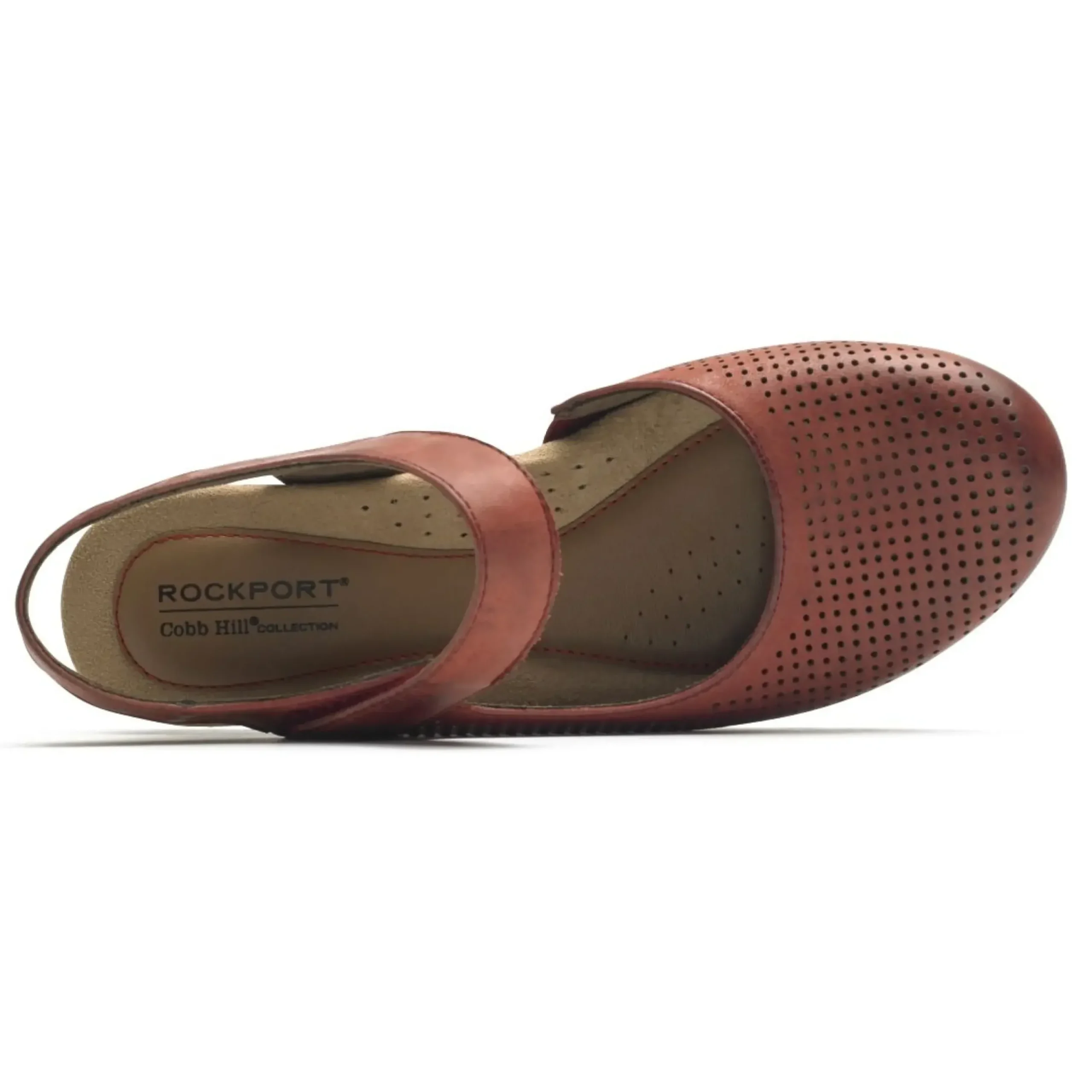 Outlet Rockport Judson Red Perforated Leather Wedge Sandal