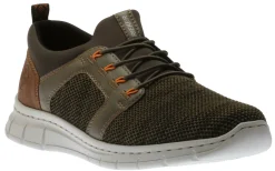 Rieker Knittech Green Brown Mesh Slip-On Bungee Sneaker