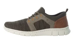 Rieker Knittech Green Brown Mesh Slip-On Bungee Sneaker