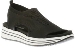 Remonte Knitup84 Black White Low Wedge Sandal