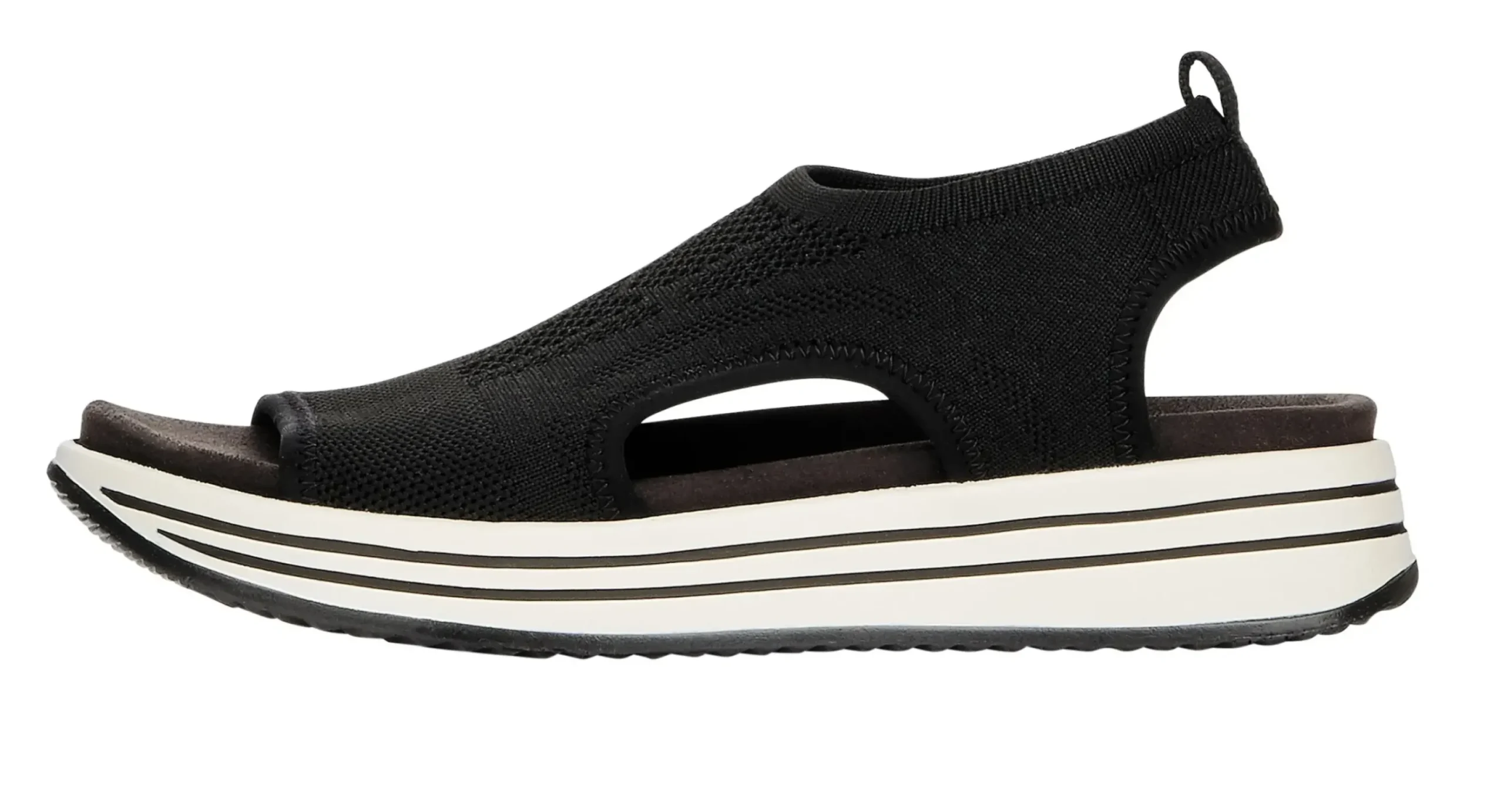 Remonte Knitup84 Black White Low Wedge Sandal