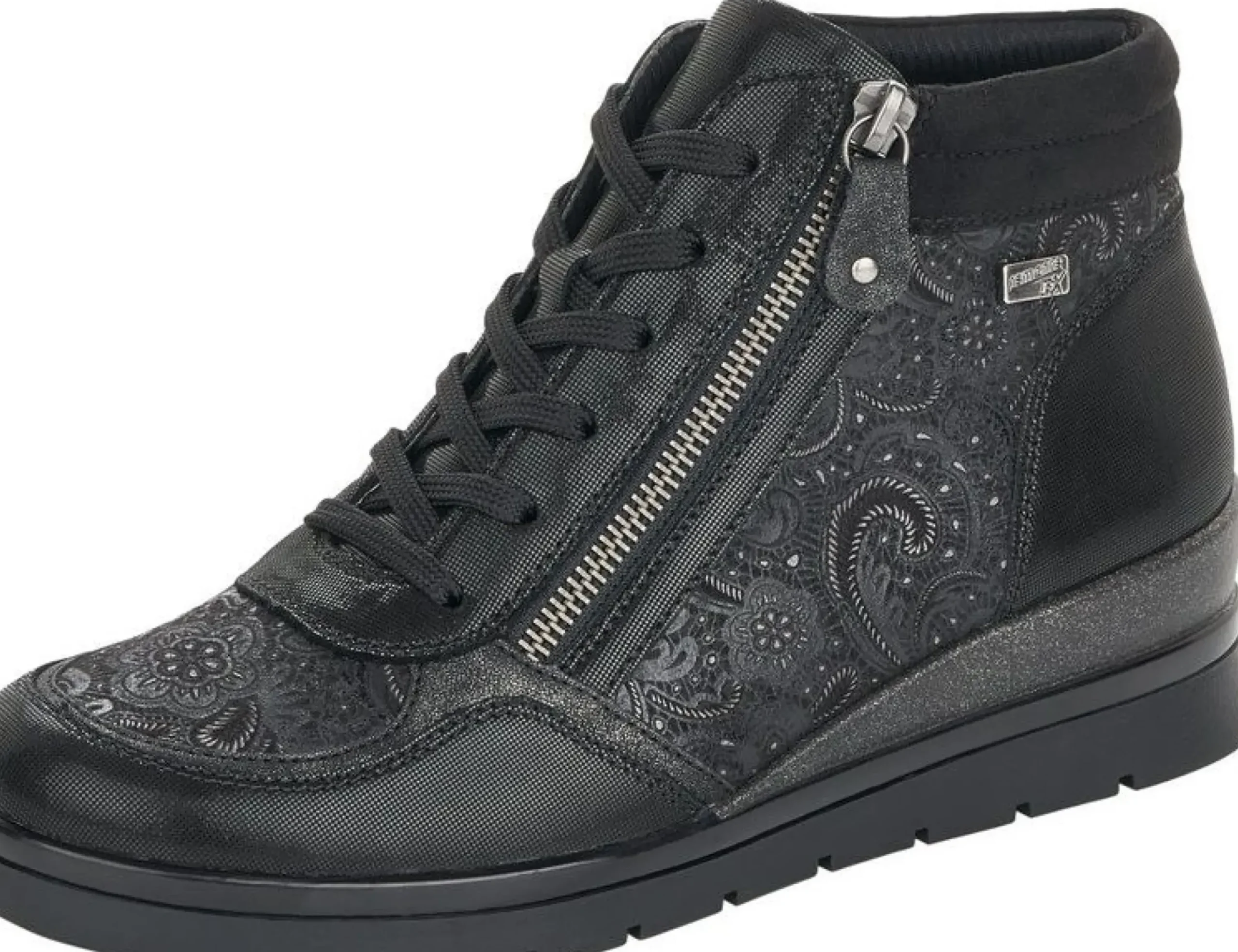 Outlet Remonte Korfu Black Paisley Wedge Ankle Boot