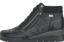 Outlet Remonte Korfu Black Paisley Wedge Ankle Boot