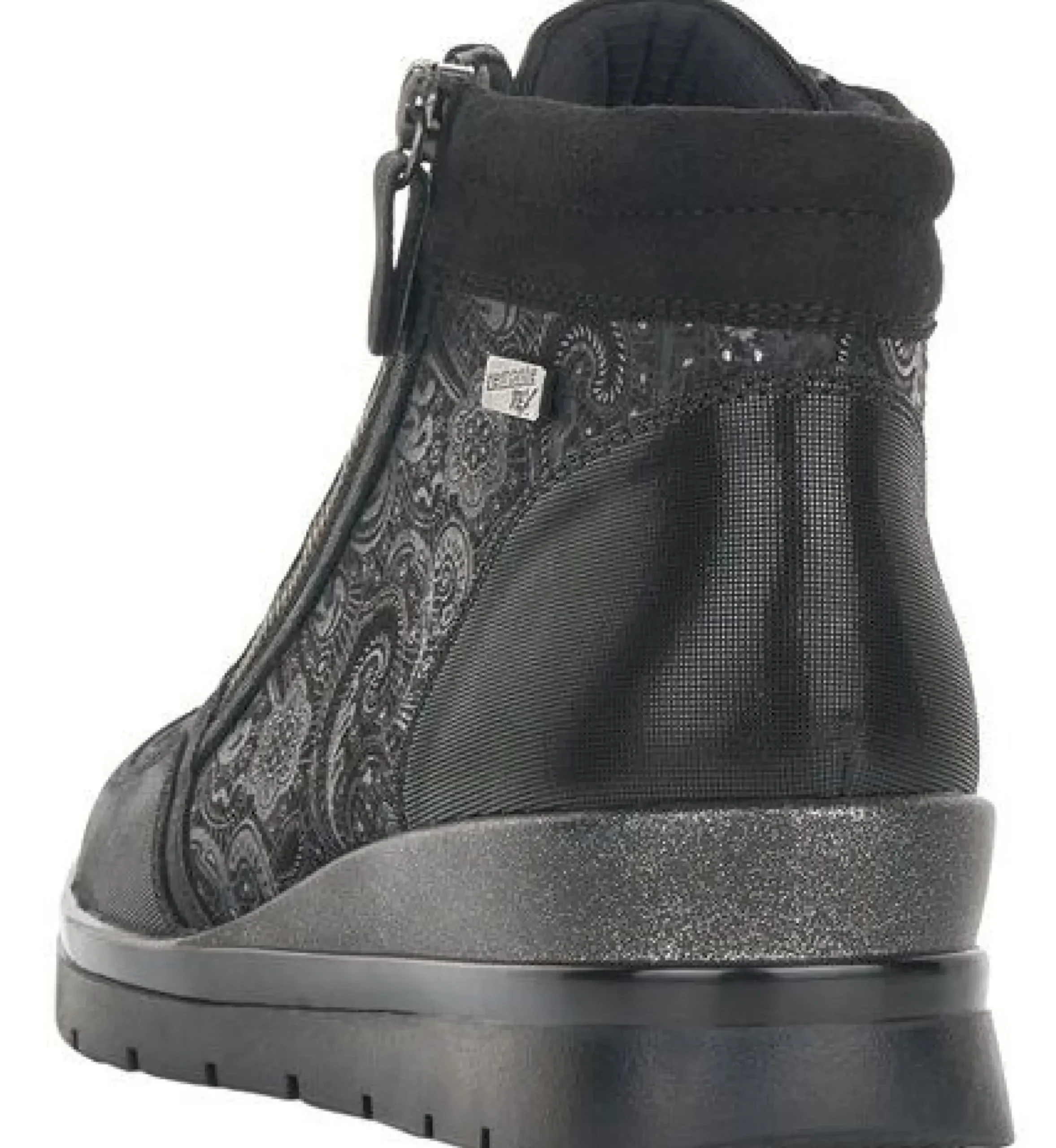 Outlet Remonte Korfu Black Paisley Wedge Ankle Boot