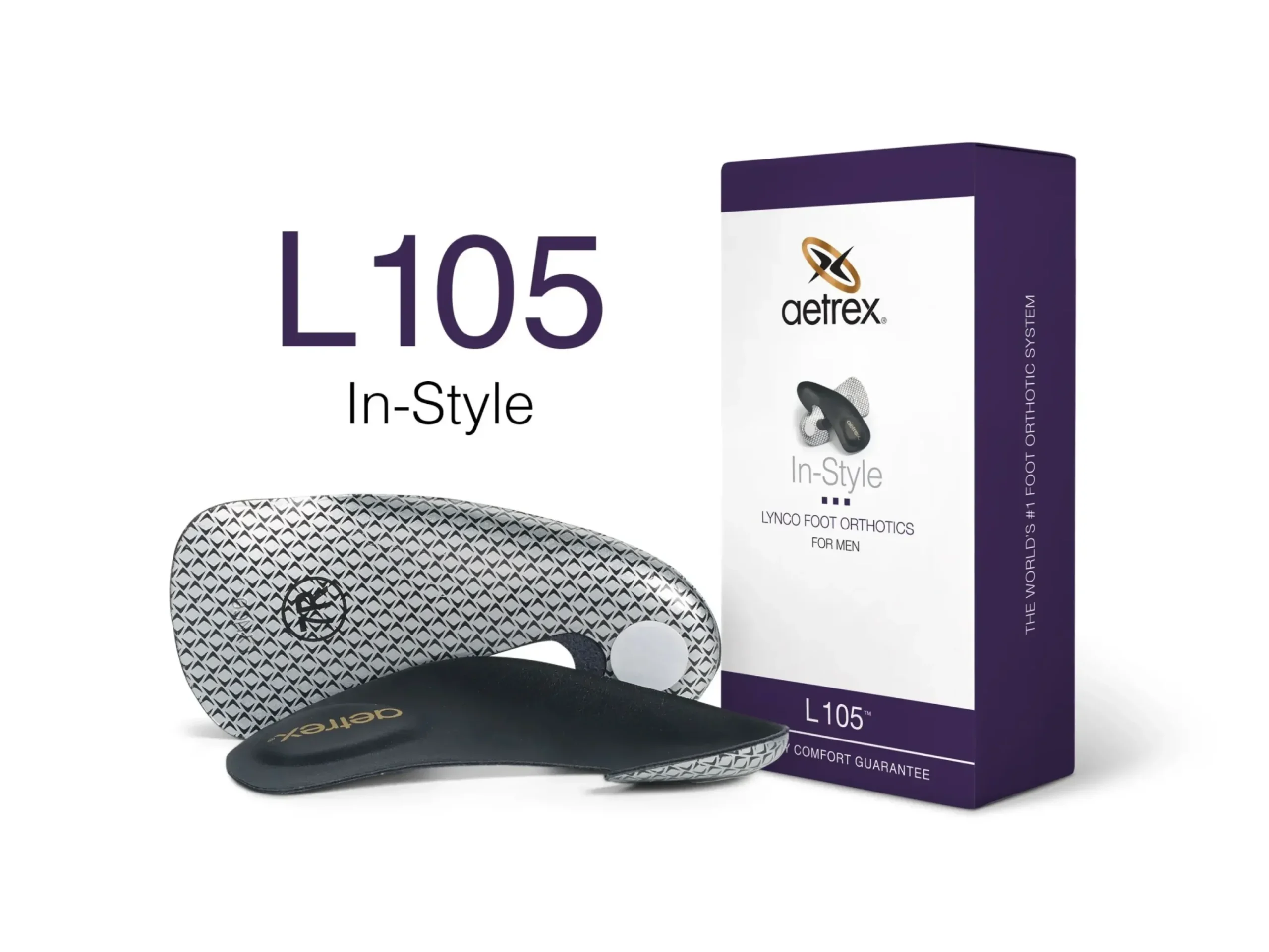 New Aetrex L105 Men's In-Style Orthotics With Metatarsal Support