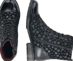 Sale Remonte Largo Black Grey Polka Dot Lace-Up Ankle Boot