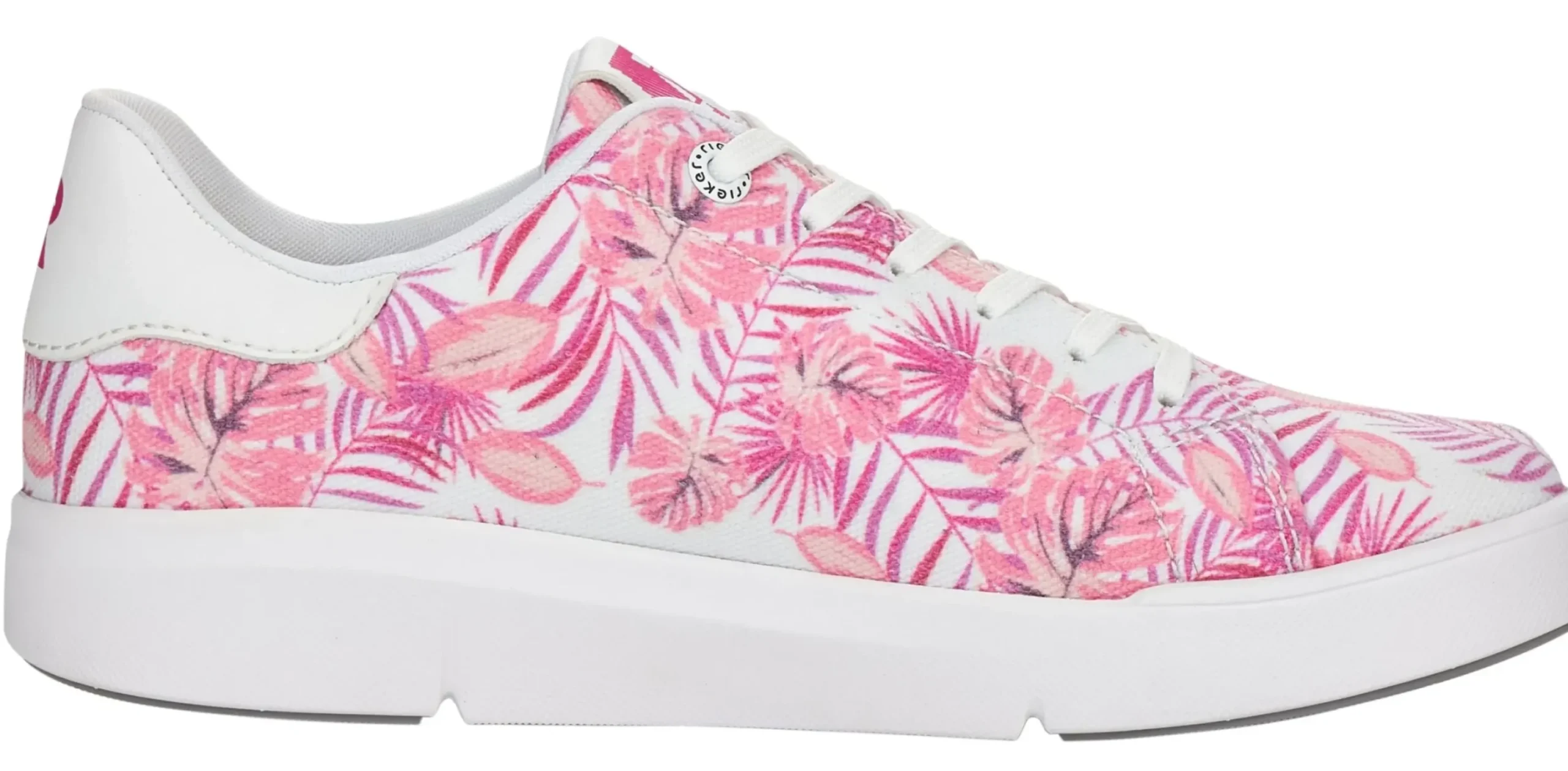 Outlet R EVOLUTION Leinen White Tropical Pink Palm Lace-Up Sneaker