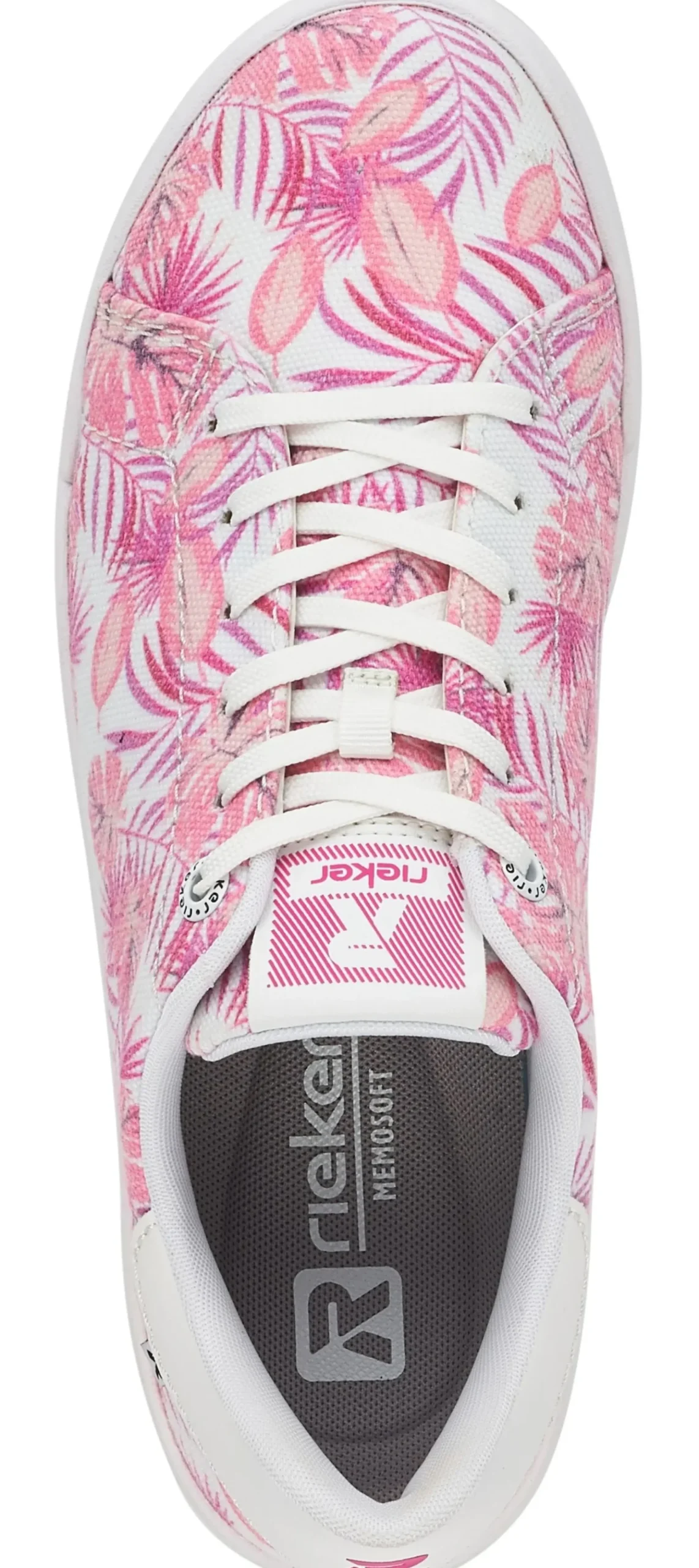 Outlet R EVOLUTION Leinen White Tropical Pink Palm Lace-Up Sneaker