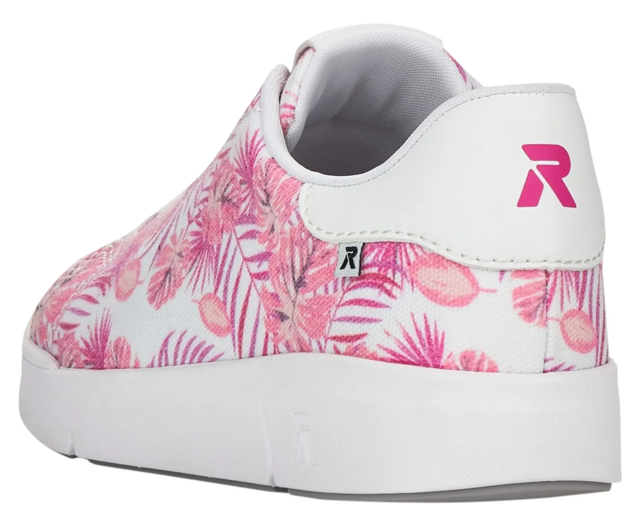 Outlet R EVOLUTION Leinen White Tropical Pink Palm Lace-Up Sneaker