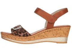 New Remonte Leosamt Brown Cheetah Print Wedge Sandal