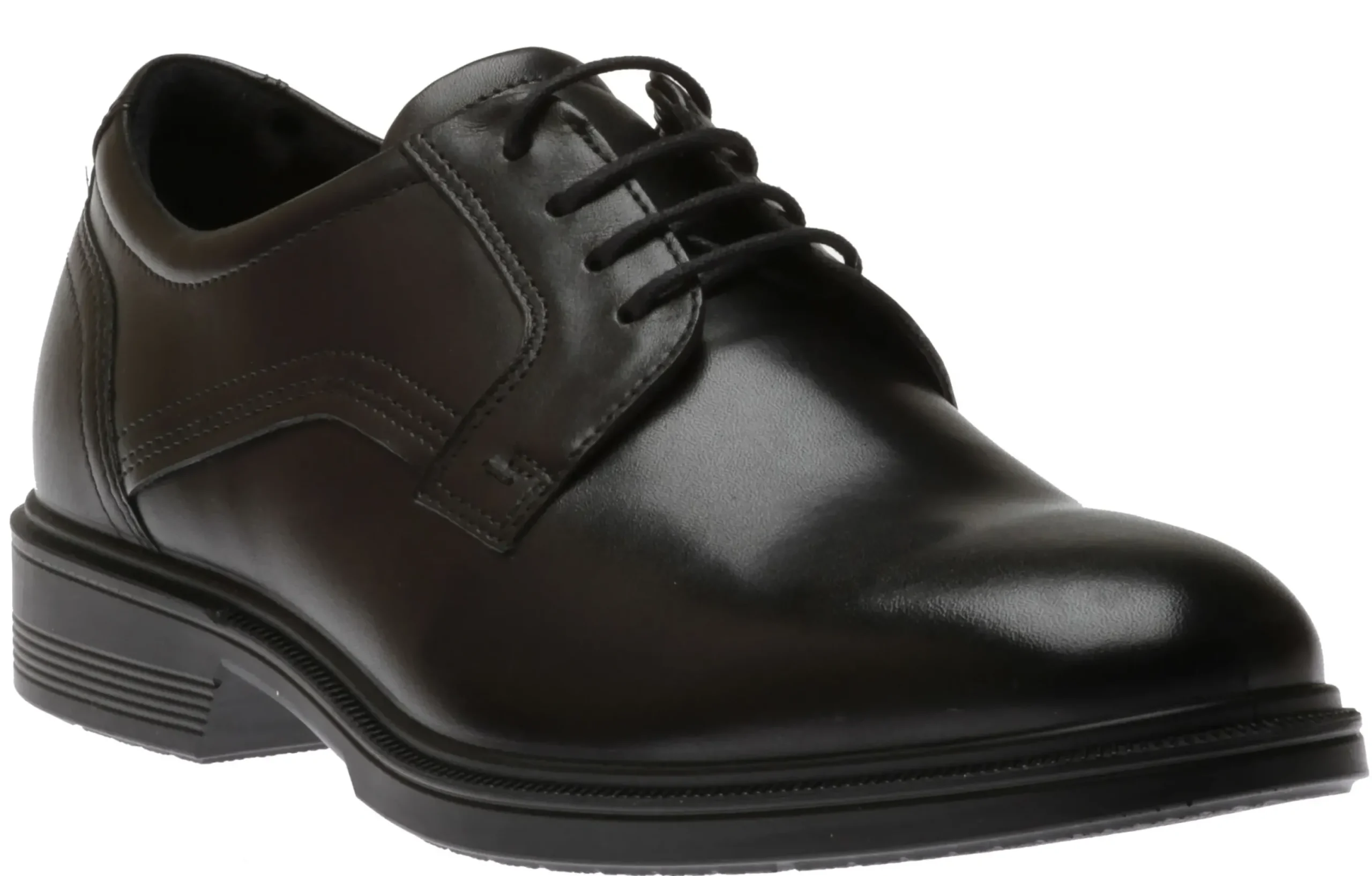 New Ecco Lisbon Black Leather Lace-Up Plain Toe Dress Shoe