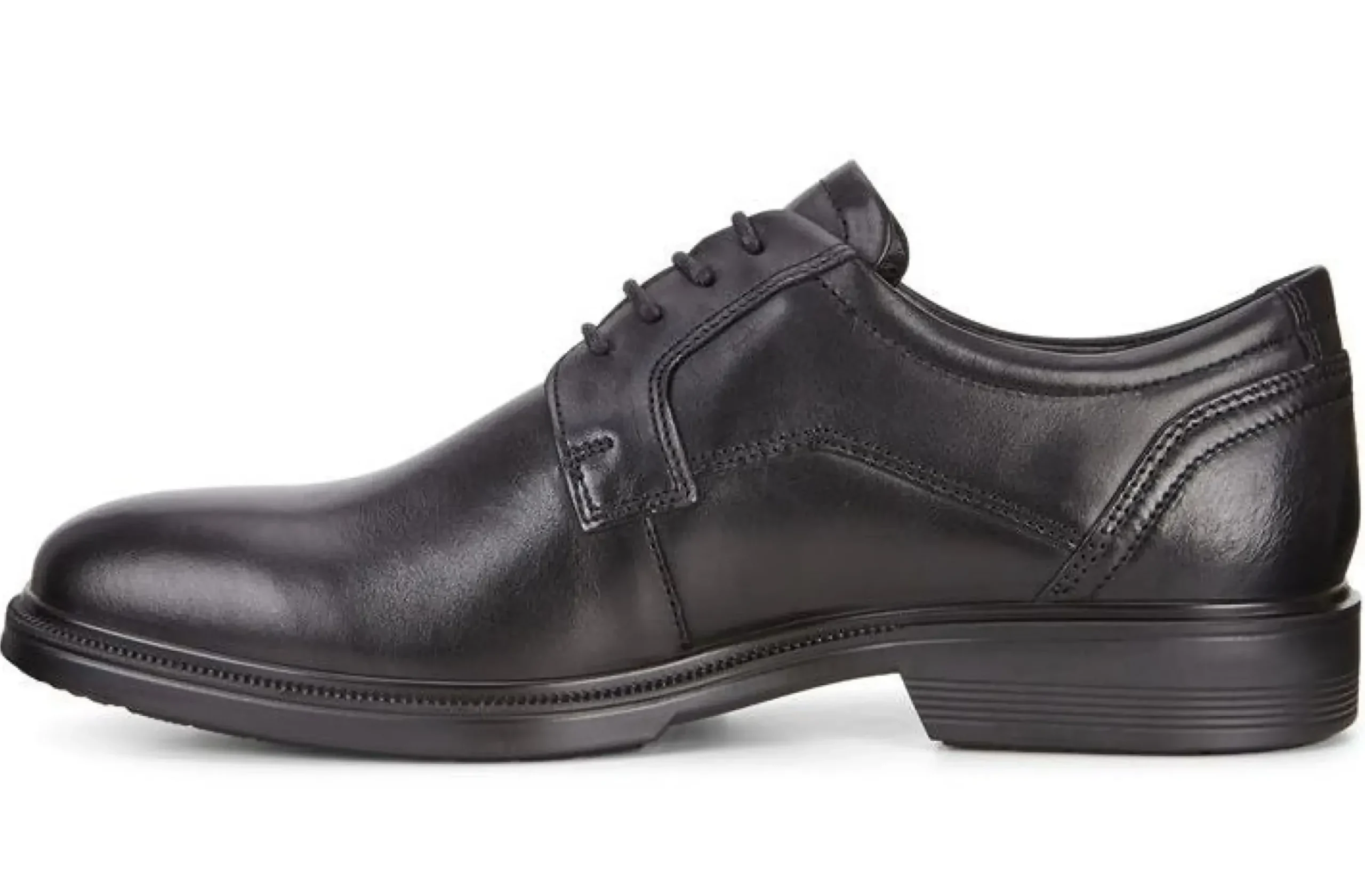 New Ecco Lisbon Black Leather Lace-Up Plain Toe Dress Shoe