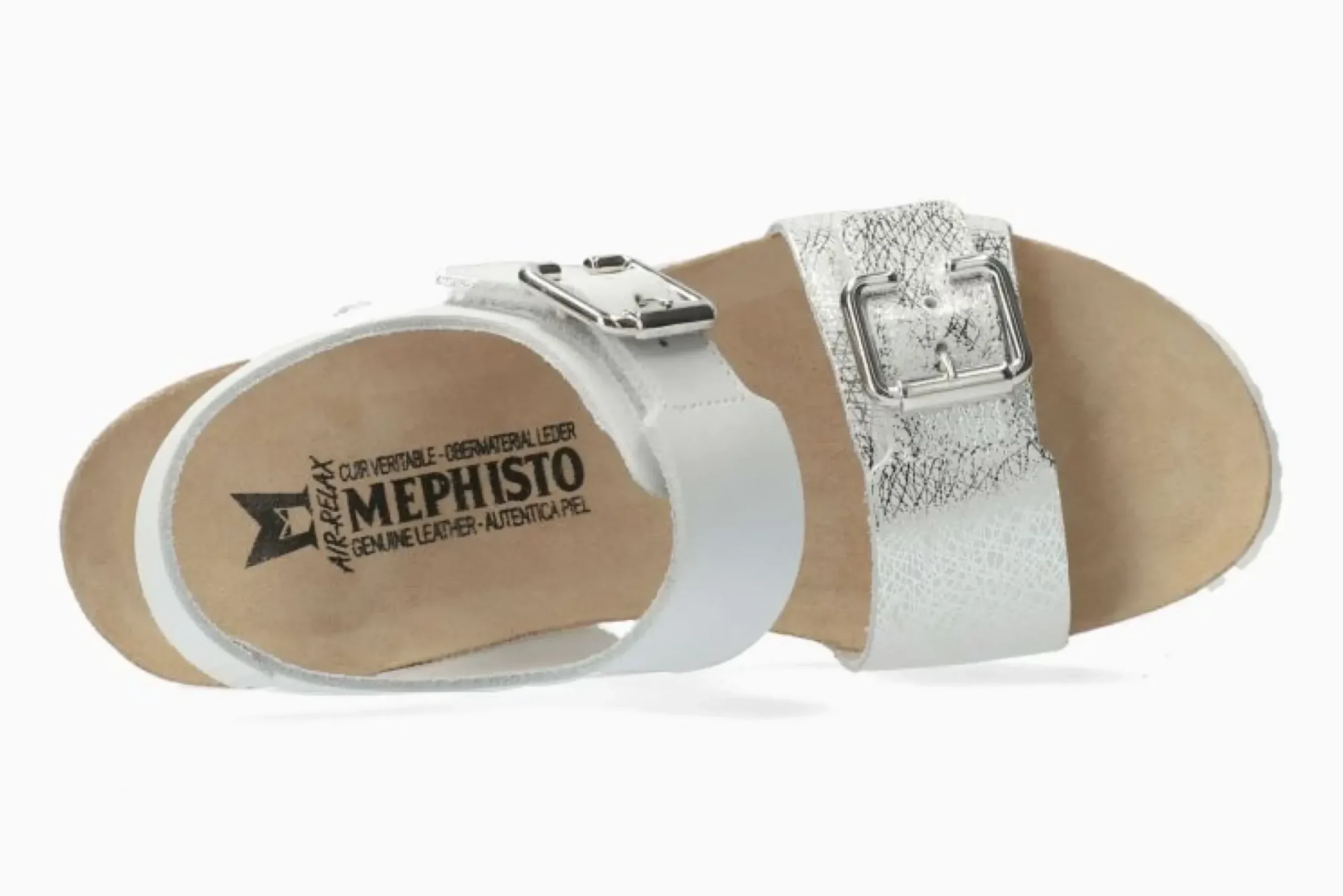 Outlet Mephisto Lissandra White Silver Print Wedge Sandal