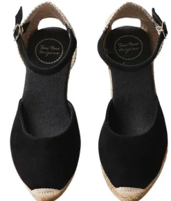 Clearance Toni Pons Lloret Black Suede Espadrille Wedge Sandal