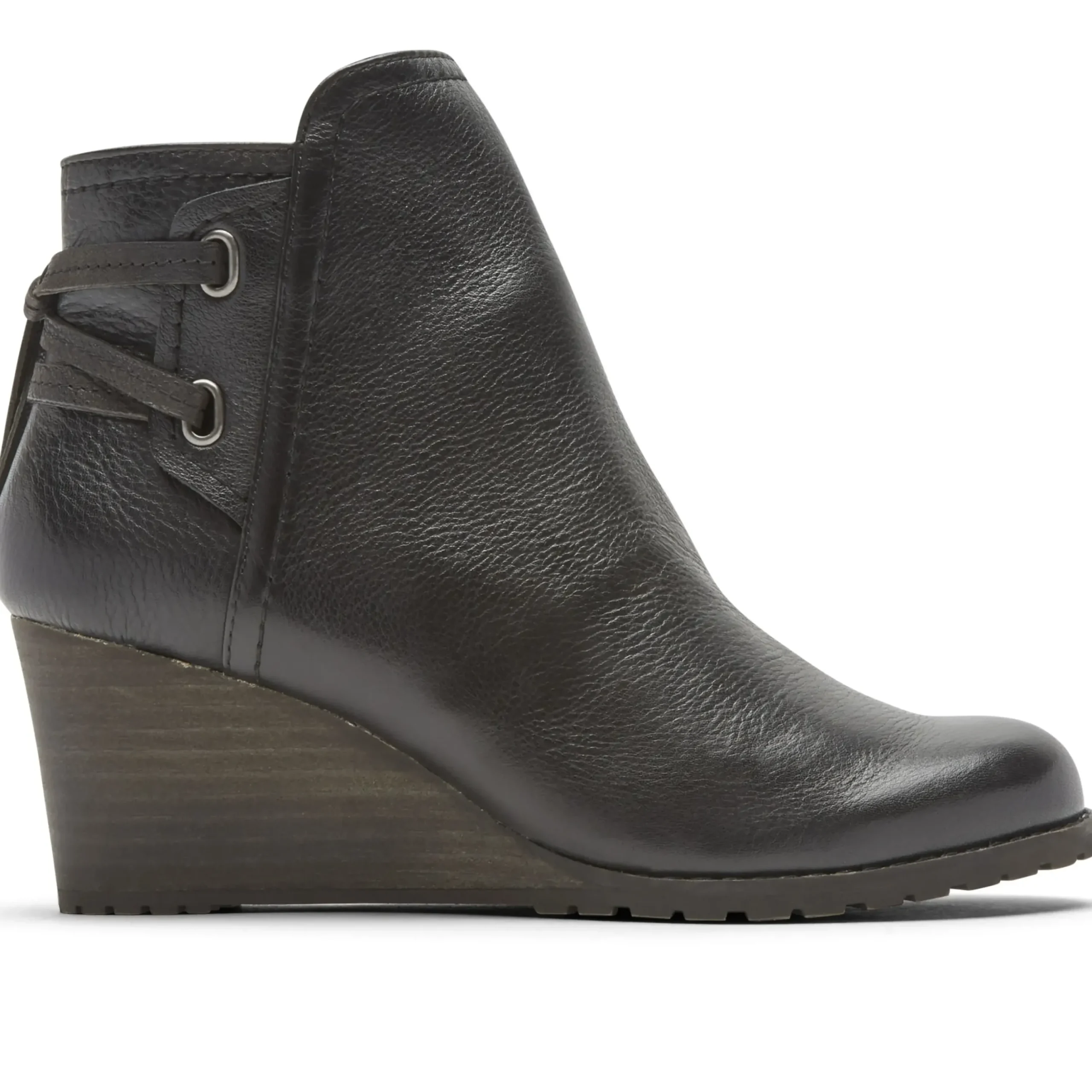 Hot Cobb Hill Lucinda Black Back Tie Ankle Wedge Boot
