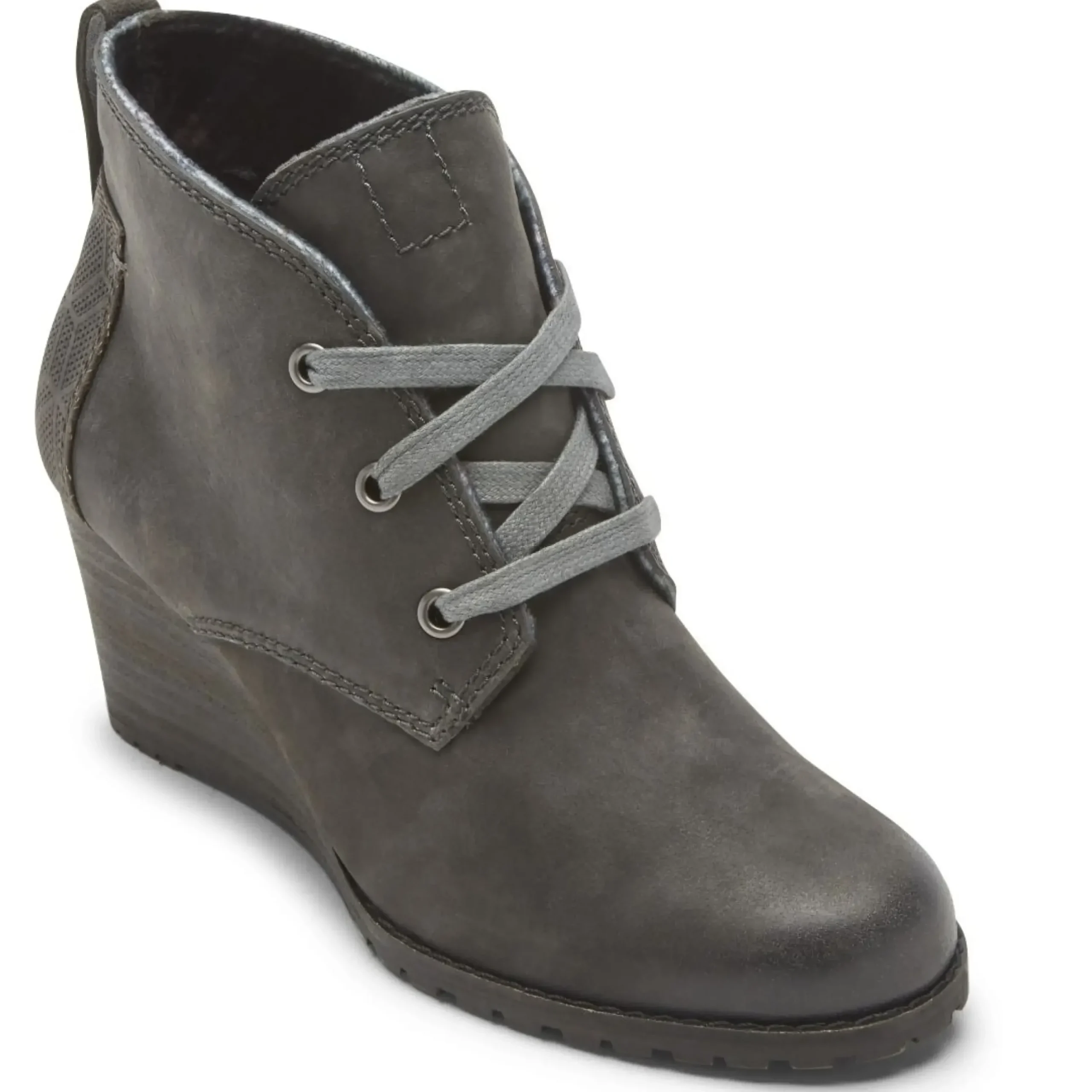Discount Rockport Lucinda Black Nubuck Leather Wedge Heel Chukka Boot