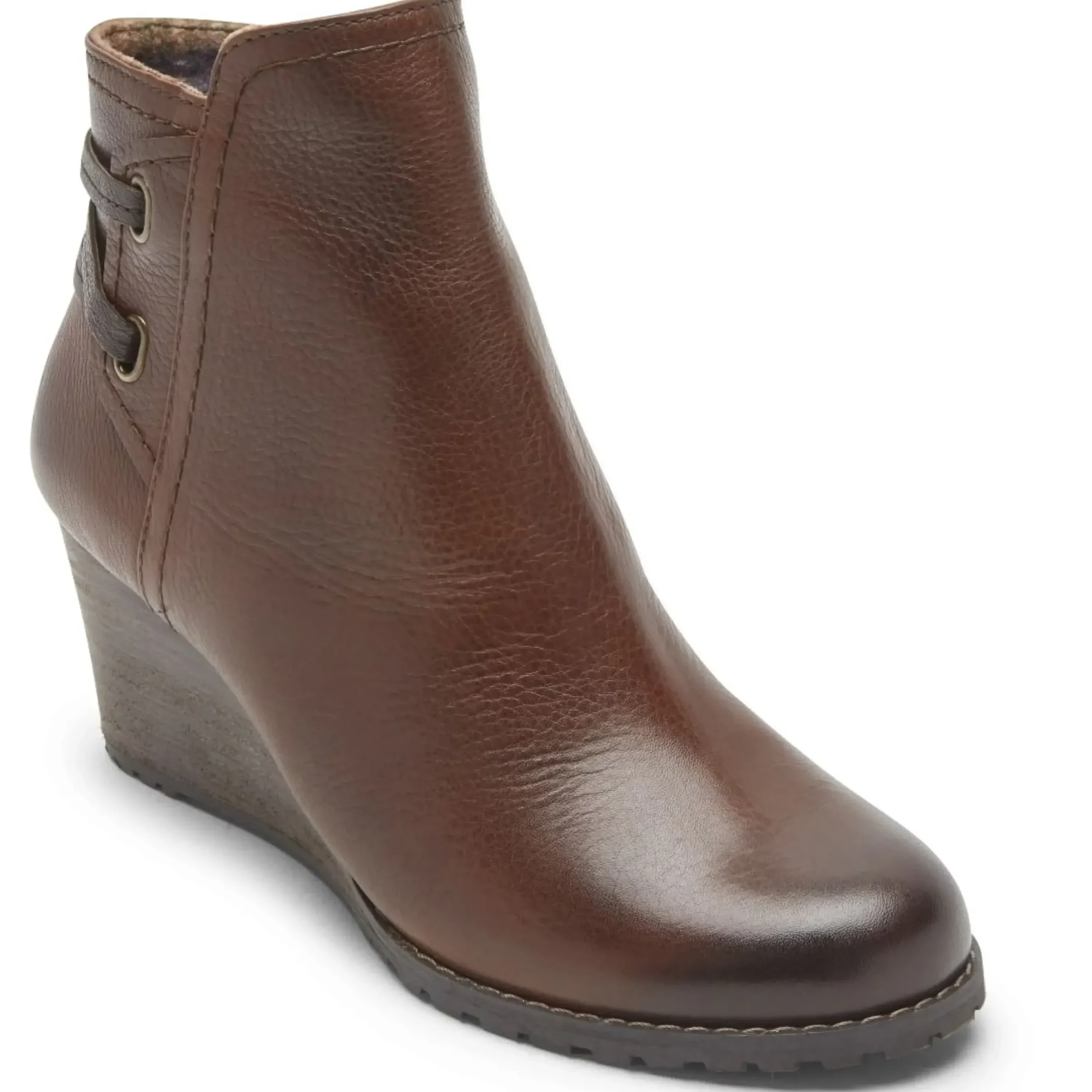 Sale Cobb Hill Lucinda Tan Back Tie Ankle Wedge Boot