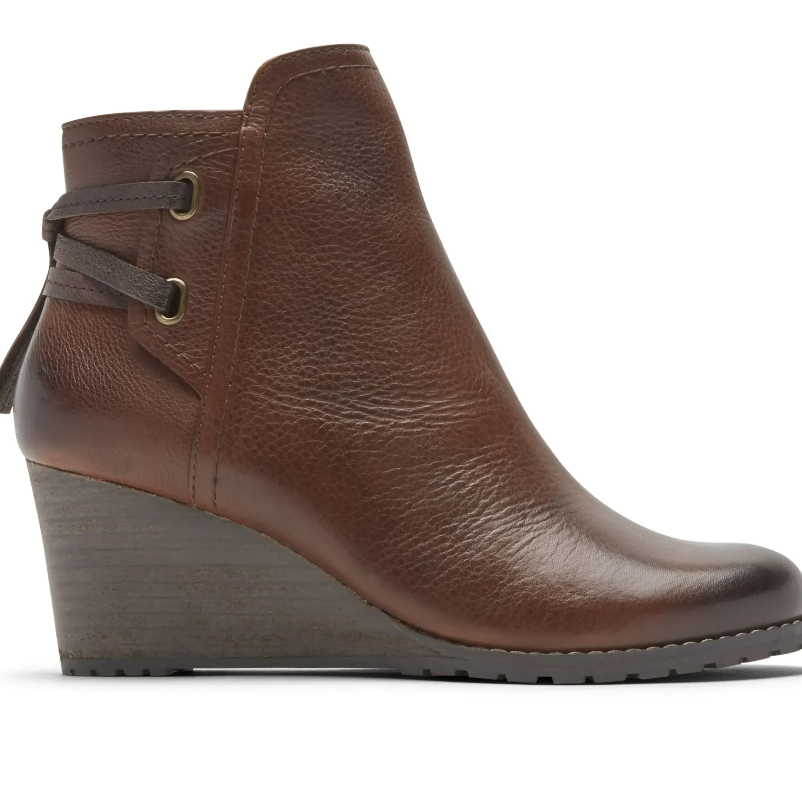 Sale Cobb Hill Lucinda Tan Back Tie Ankle Wedge Boot