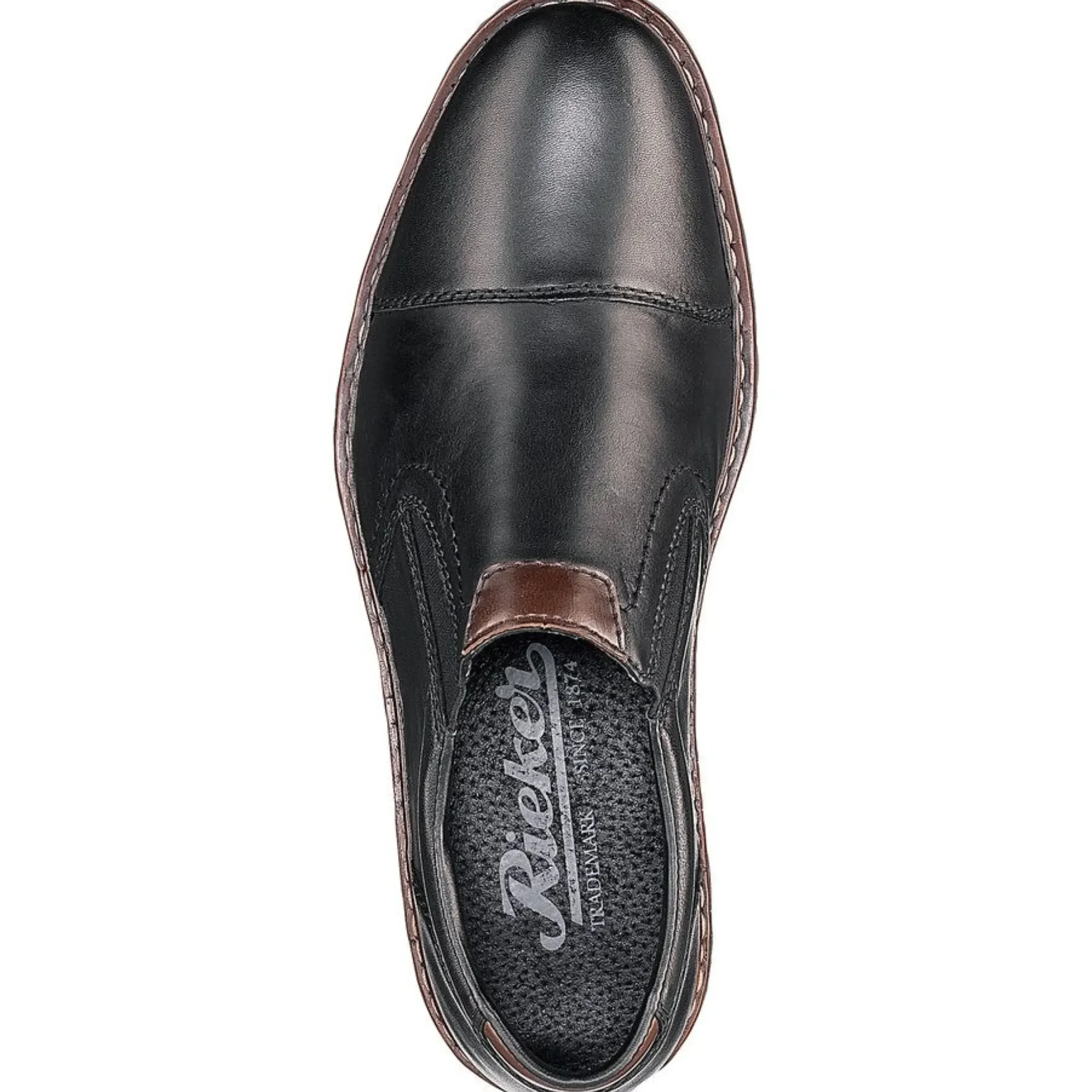 Rieker Lugano Black Leather Cap Toe Slip-On Dress Shoe