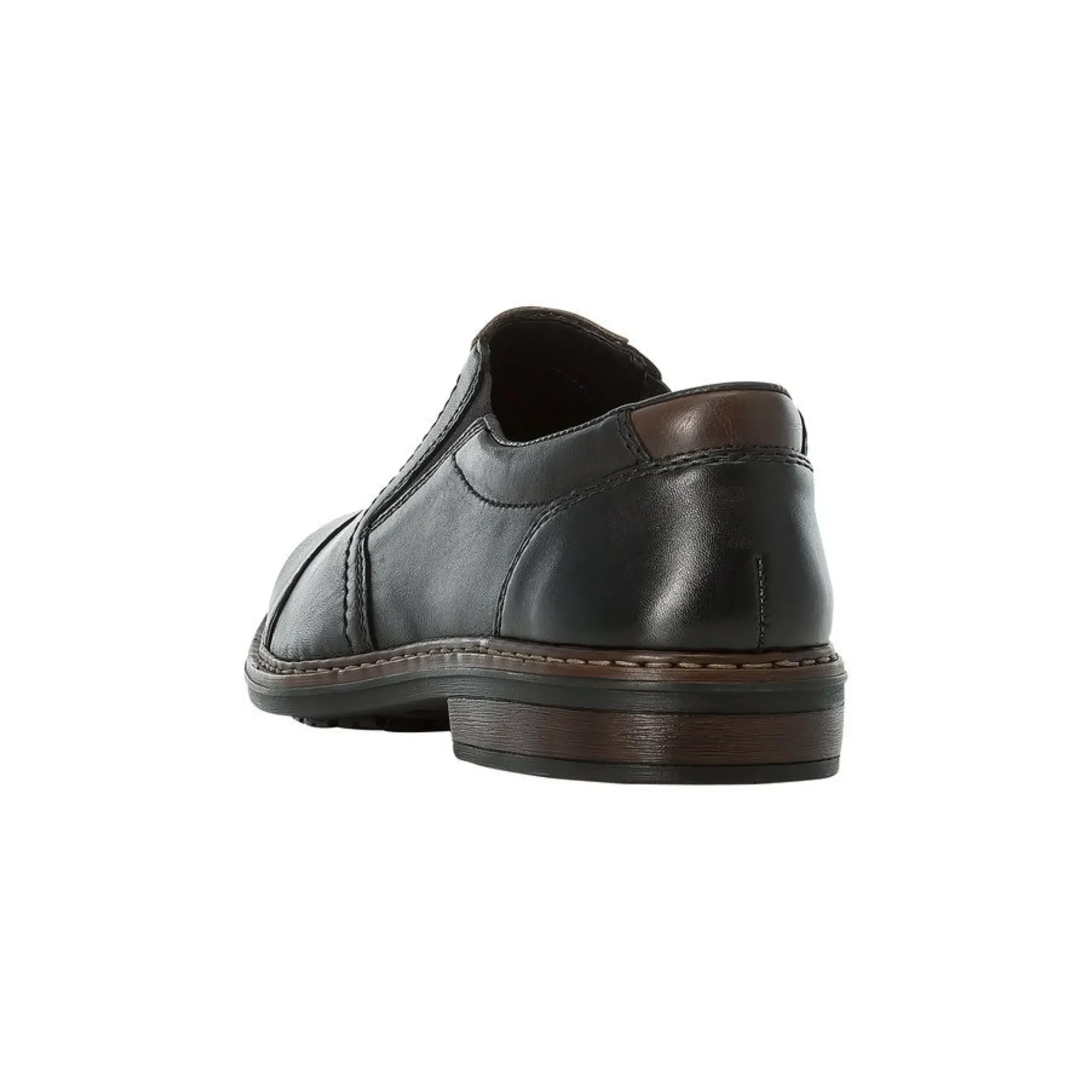 Rieker Lugano Black Leather Cap Toe Slip-On Dress Shoe